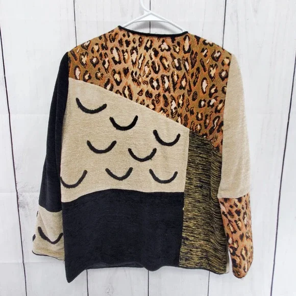 Vintage Indigo Moon XL FLAW Patchwork Mixed Print Button Front Jacket - Picture 2 of 4